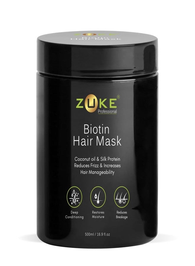 Zuke Professional Biotin Hair Mask-500ml | Reduces Frizz & Increases Hair Manageability | Enriched with Coconut oil & Silk Protein - Image 2