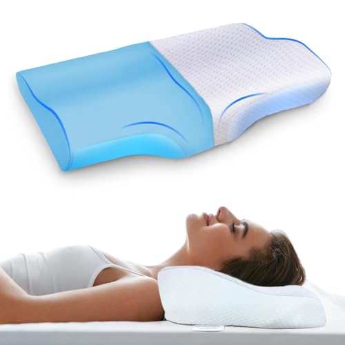 Sleepsia Memory Foam Pillow | 1 Year Warranty | Cervical Pillow for Neck Pain, Pillow for Neck Pain, Orthopedic Pillow with Extra Curve Neck Support for Sleeping, Side & Back Sleepers (White) Gel - Image 1