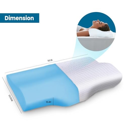 Sleepsia Memory Foam Pillow | 1 Year Warranty | Cervical Pillow for Neck Pain, Pillow for Neck Pain, Orthopedic Pillow with Extra Curve Neck Support for Sleeping, Side & Back Sleepers (White) Gel - Image 2