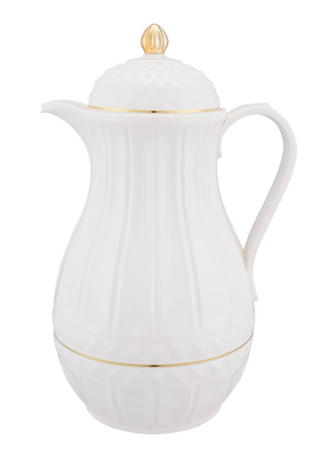 Plastic Coffee/Tea Flask 1 Liter Ivory/Gold 