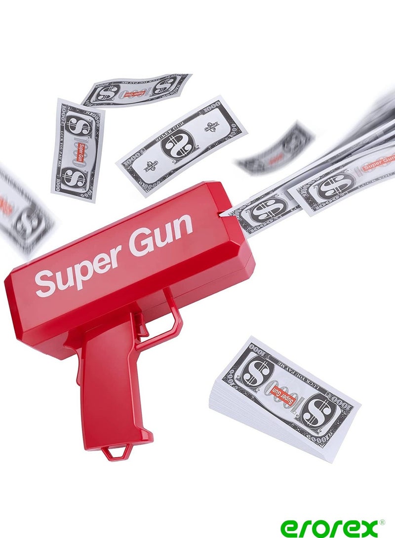 erorex Red Money Gun Shooter, Toy Guns That Look Real, Prop Gun Cash Cannon for Game Movies Party Supplies - Image 1