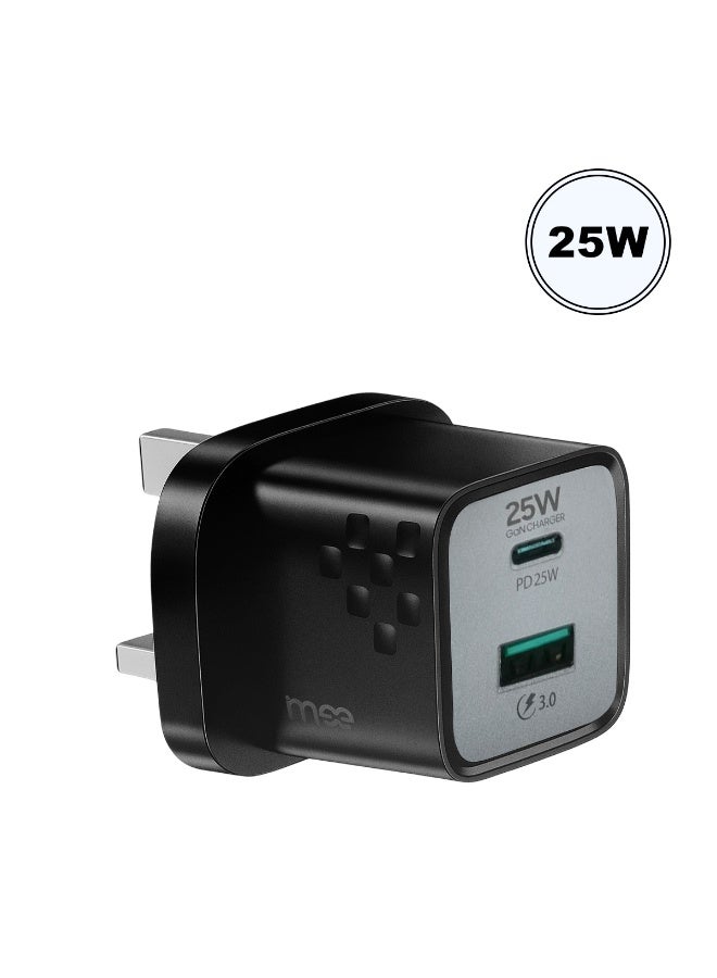 IMEEA 25W GaN Fast Charger Adapter IM-HC125CC with PD 3.0 & QC 3.0, Dual Port USB-C & USB-A Wall Charger, Compact Travel Charging Plug with 60W Type-C to Type-C Nylon Braided Cable, Overheat & Overcharge Protection, Universal for Smartphones & Tablets - Image 4