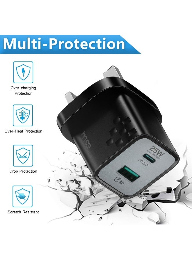IMEEA 25W GaN Fast Charger Adapter IM-HC125CC with PD 3.0 & QC 3.0, Dual Port USB-C & USB-A Wall Charger, Compact Travel Charging Plug with 60W Type-C to Type-C Nylon Braided Cable, Overheat & Overcharge Protection, Universal for Smartphones & Tablets - Image 2