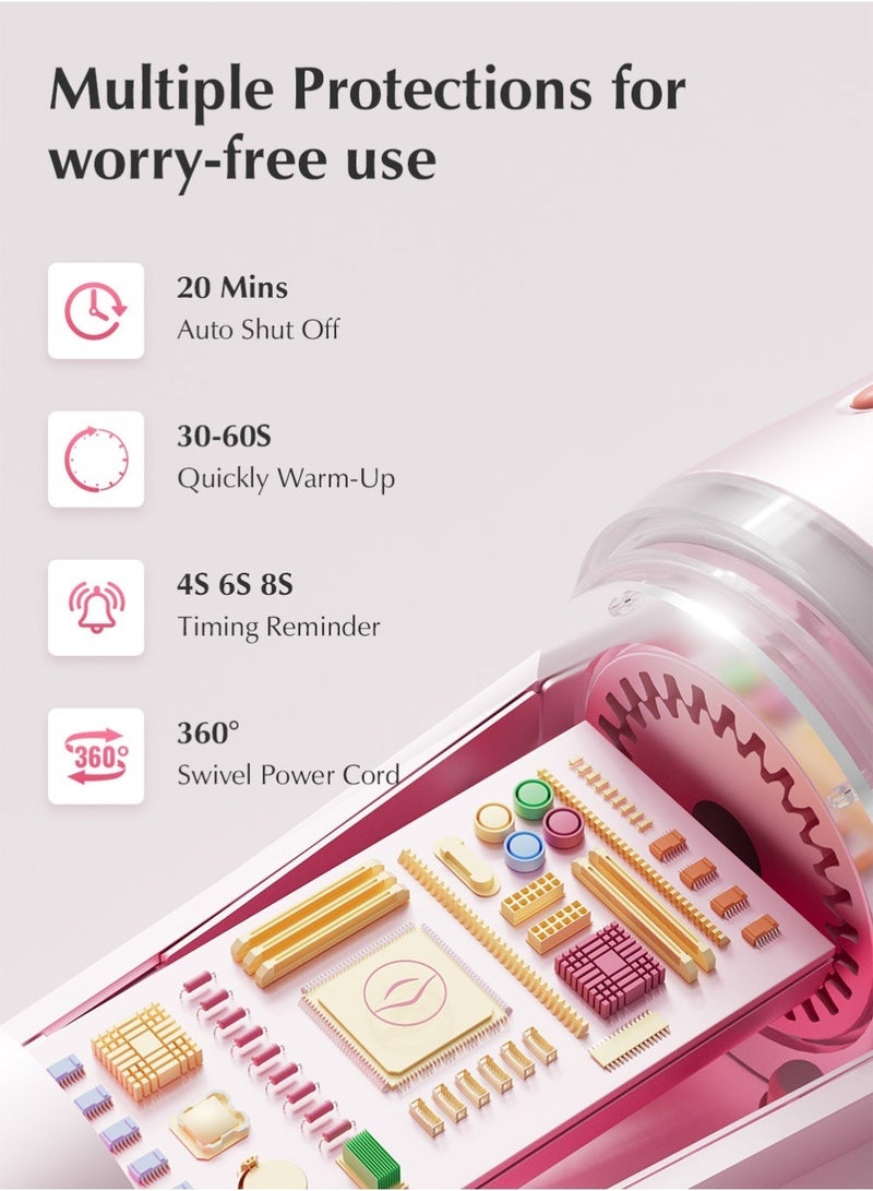 كينسي بيوتي مكواة تجعيد الشعر الاحترافية 2 في 1 مع مخلبين سحريين قابلين للاستبدال، مكواة تجعيد شعر أوتوماتيكية 200 مليون أيونات سالبة تغذي الشعر، عصا تجعيد الشعر التلقائي مع 3 درجات حرارة، تذكير بالتوقيت، إيقاف التشغيل التلقائي، مضادة للحروق، مضادة للتشابك، عصا تجعيد الشعر الدوارة لتصفيف الشعر - Image 5