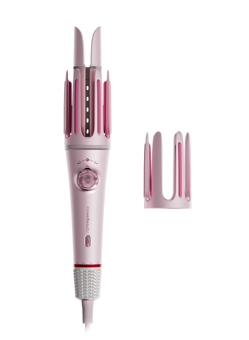 كينسي بيوتي مكواة تجعيد الشعر الاحترافية 2 في 1 مع مخلبين سحريين قابلين للاستبدال، مكواة تجعيد شعر أوتوماتيكية 200 مليون أيونات سالبة تغذي الشعر، عصا تجعيد الشعر التلقائي مع 3 درجات حرارة، تذكير بالتوقيت، إيقاف التشغيل التلقائي، مضادة للحروق، مضادة للتشابك، عصا تجعيد الشعر الدوارة لتصفيف الشعر - Image 1