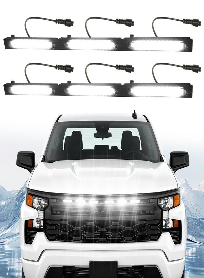 CFDSDE LED Front Grille Lights Fits for 2022-2025 Silverado 1500 WT Custom Trail Boss Custom Grill Lights Front Bumper Light for Chevr y Silverado 1500 Accessories 84692656 (White) - Image 1