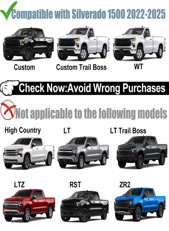 CFDSDE LED Front Grille Lights Fits for 2022-2025 Silverado 1500 WT Custom Trail Boss Custom Grill Lights Front Bumper Light for Chevr y Silverado 1500 Accessories 84692656 (White) - Image 3