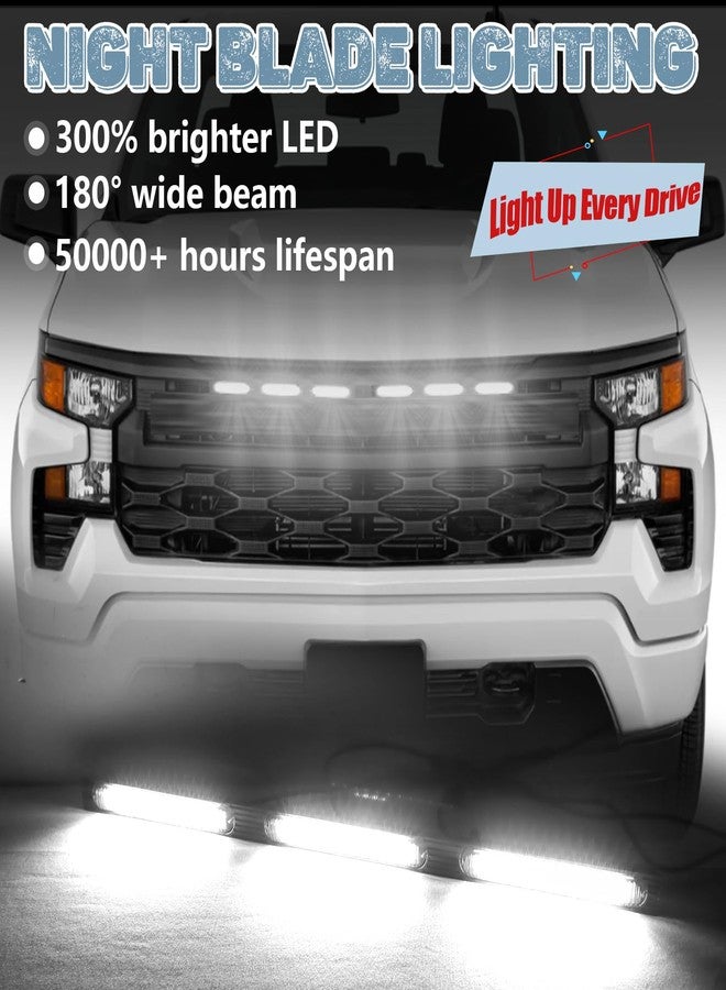 CFDSDE LED Front Grille Lights Fits for 2022-2025 Silverado 1500 WT Custom Trail Boss Custom Grill Lights Front Bumper Light for Chevr y Silverado 1500 Accessories 84692656 (White) - Image 4