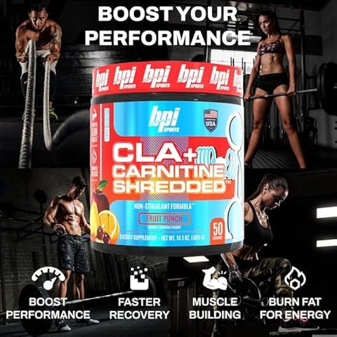 bpi cla l carnitine shredded BPI SPORTS BPI Sports CLA + Carnitine Shredded - Convert Fat Cells Into Energy and Supports Lean Muscle, Boost Metabolism - Non-Stimulant L- Carnitine Supplement - Fruit Punch (14.1 oz. / 50 Servings) | Best Price Qatar