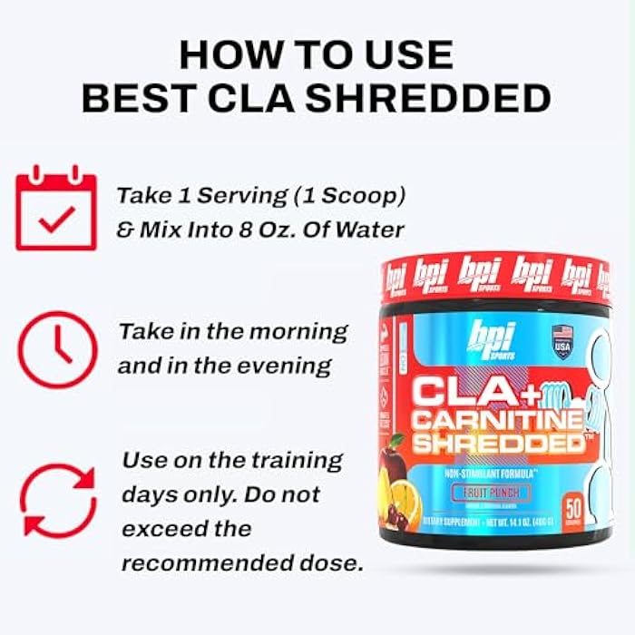 bpi cla l carnitine shredded BPI SPORTS BPI Sports CLA + Carnitine Shredded - Convert Fat Cells Into Energy and Supports Lean Muscle, Boost Metabolism - Non-Stimulant L- Carnitine Supplement