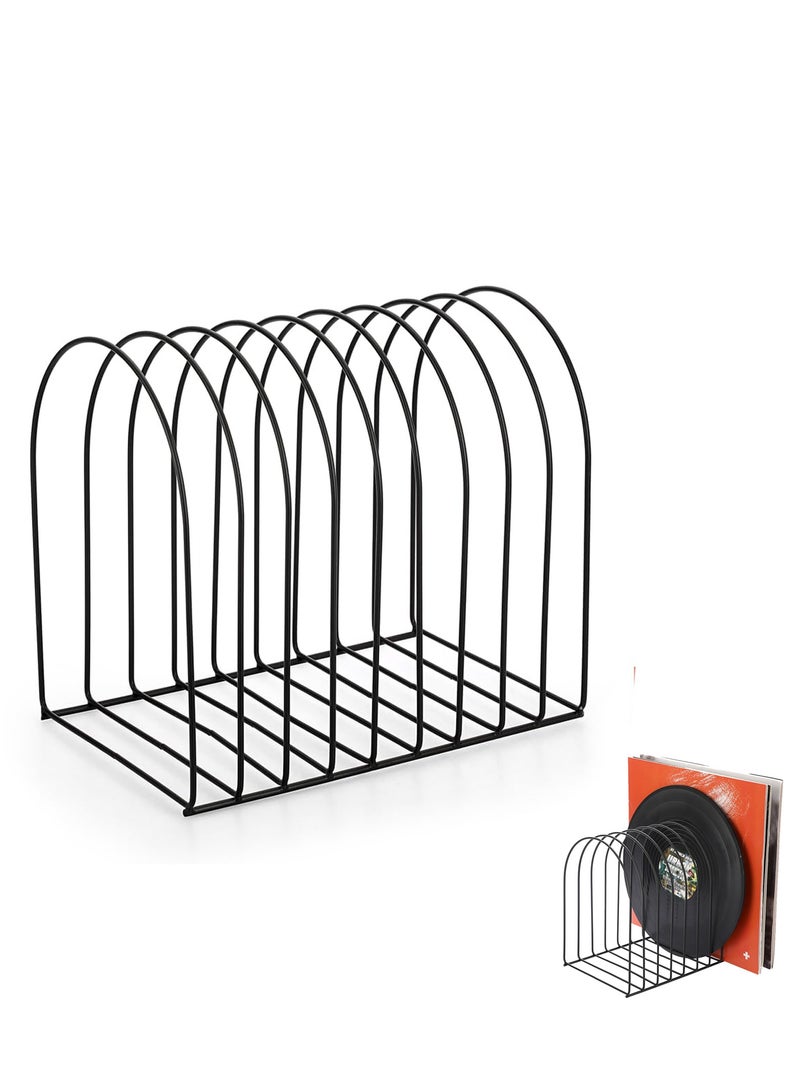 SYOSI Desk Organizers Metal Desk File Holder, Metal Magazine File Holder with 9 Vertical Compartments Rack File Sorter Organizer for Office Desktop, Home Workspace, Black - Image 1