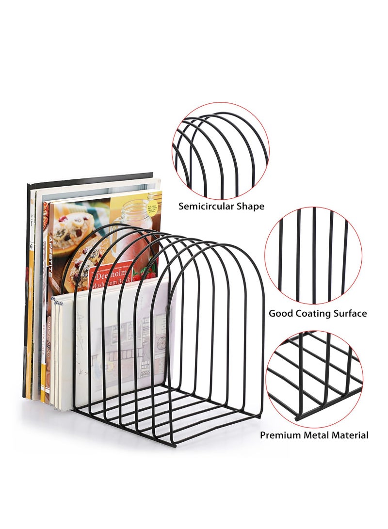 SYOSI Desk Organizers Metal Desk File Holder, Metal Magazine File Holder with 9 Vertical Compartments Rack File Sorter Organizer for Office Desktop, Home Workspace, Black - Image 2