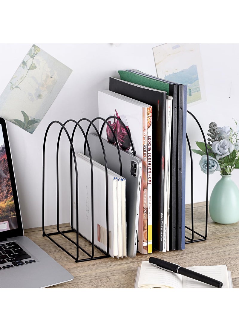 SYOSI Desk Organizers Metal Desk File Holder, Metal Magazine File Holder with 9 Vertical Compartments Rack File Sorter Organizer for Office Desktop, Home Workspace, Black - Image 3