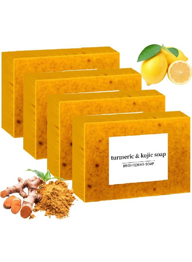 guluxly Lemon Turmeric Kojic Soap, Turmeric Soap for Spots Remover with Vitamin C, Lemon, Retinol Collagen, Shea Butter More Moisturizing for Face and Body (4) - Image 1