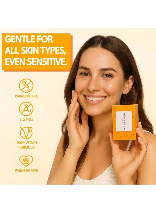 guluxly Lemon Turmeric Kojic Soap, Turmeric Soap for Spots Remover with Vitamin C, Lemon, Retinol Collagen, Shea Butter More Moisturizing for Face and Body (4) - Image 5