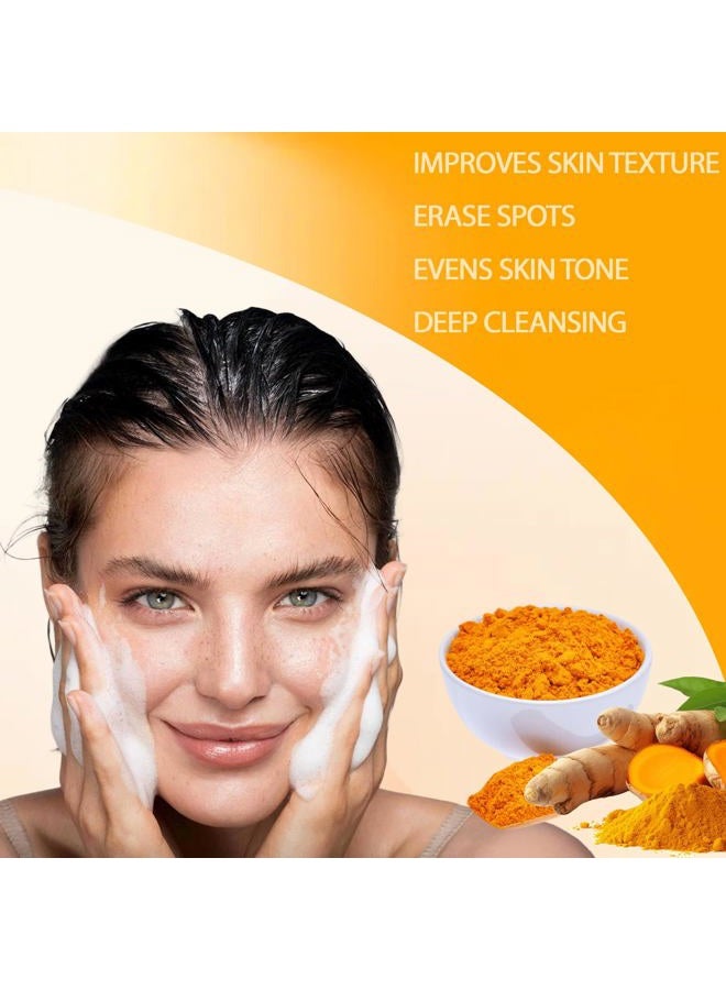 guluxly Lemon Turmeric Kojic Soap, Turmeric Soap for Spots Remover with Vitamin C, Lemon, Retinol Collagen, Shea Butter More Moisturizing for Face and Body (4) - Image 4