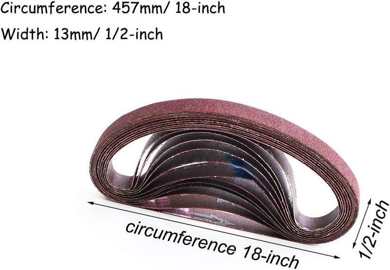 Aiyard 1/2 x 18 Inch Aluminum Oxide Sanding Belts, 4 Each of 40/60/80/120/180/240 Assorted Grits Abrasive File Belts for Air Belt Sander, 24-Pack - Image 3
