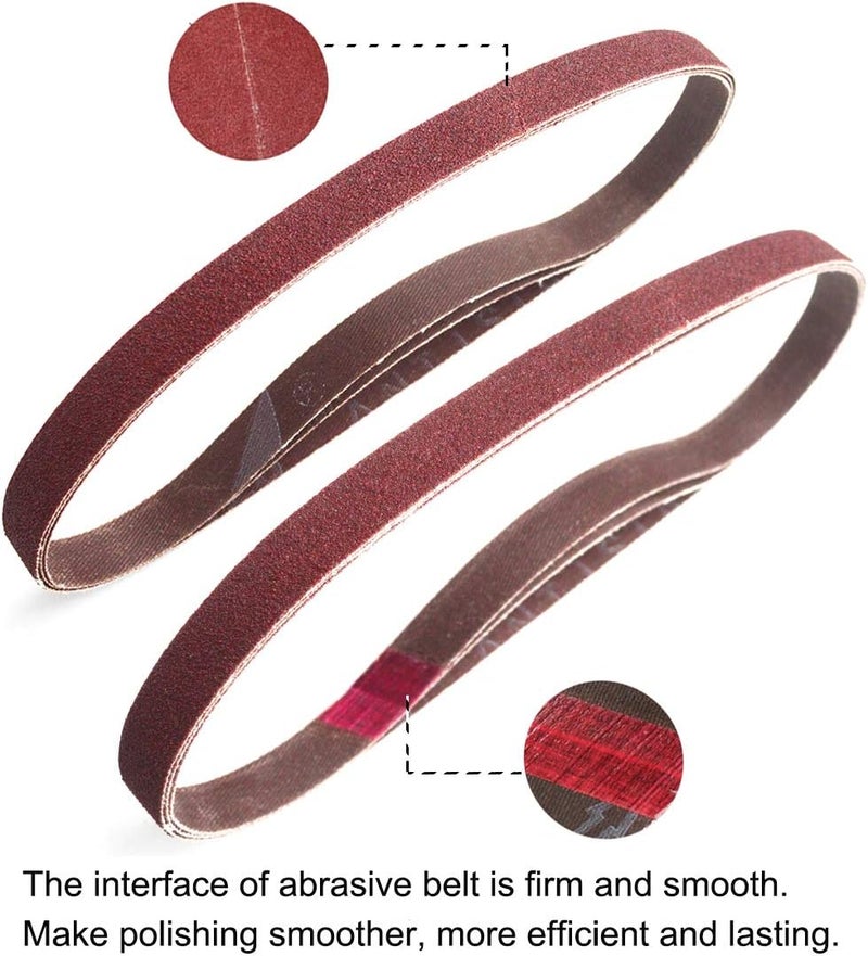 Aiyard 1/2 x 18 Inch Aluminum Oxide Sanding Belts, 4 Each of 40/60/80/120/180/240 Assorted Grits Abrasive File Belts for Air Belt Sander, 24-Pack - Image 4