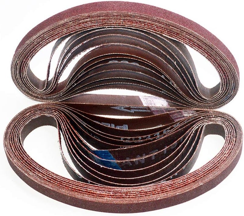 Aiyard 1/2 x 18 Inch Aluminum Oxide Sanding Belts, 4 Each of 40/60/80/120/180/240 Assorted Grits Abrasive File Belts for Air Belt Sander, 24-Pack - Image 1