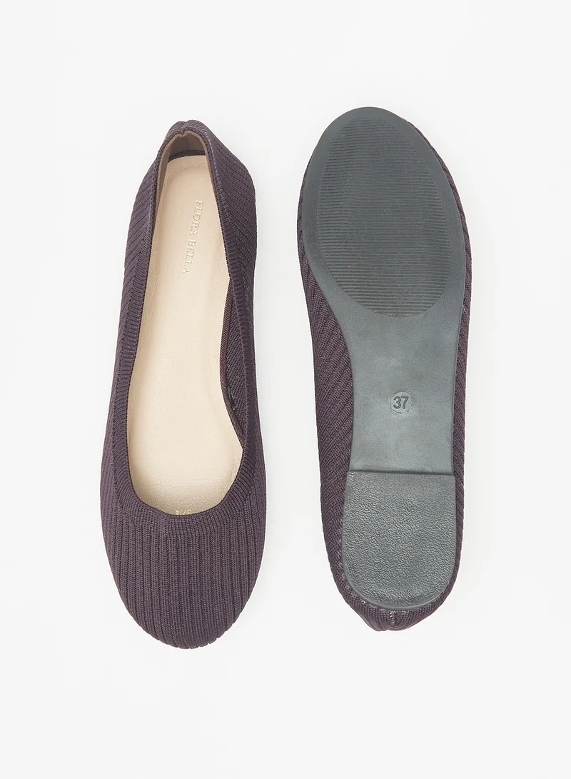 Flora Bella By Shoexpress Women Textured Slip-On Round Toe Ballerina Shoes