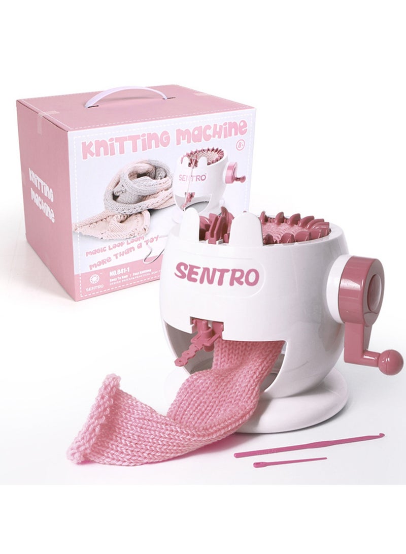 Light Pink Eggshell Children'S Small Hand-Cranked Knitting Machine, Diy Creative Wool Hat Scarf Socks Rotary Double-Layer Knitting Machine Kit, Suitable For Adults And Children  - Image 1