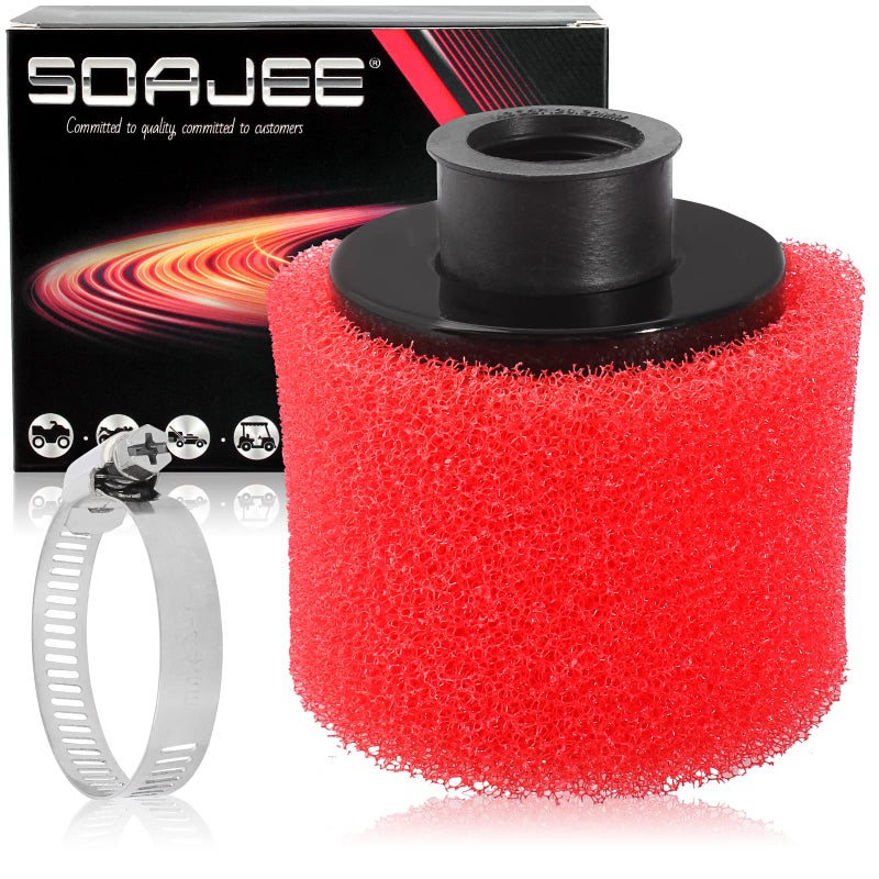 فلتر SOAJEE 11 بوصة 28 مم لمحركات 50cc 90cc 110cc 125cc 150cc GY6 ATV كواد سكوتر كارت ميني موتو بوكيت بيت دراجة سوبر بايك XR50 كاواساكي سوزوكي ياماها 27 مم 29 مم أحمر