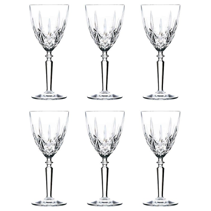 RCR كؤوس نبيذ أحمر كريستال RCR 6X 290 مل من مجموعة أوركسترا، كؤوس حمراء وبيضاء، مجموعة كؤوس ذات قاعدة، معبأة كهدية، مصنوعة في إيطاليا كريستال