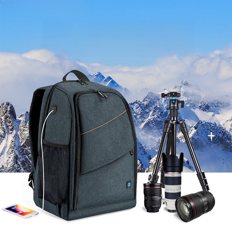 1 x 5 pcs PULUZ Spacious DSLR Camera Backpack Waterproof Photography Bag Grey