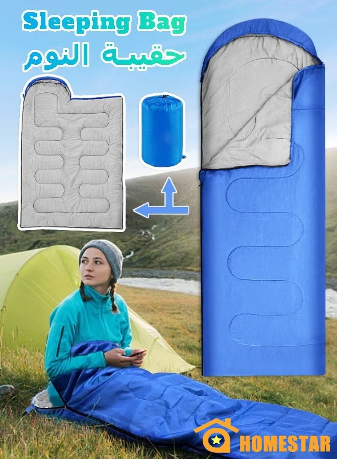 HOMESTAR Camping Sleeping Bag, Portable Waterproof Sleeping Bag for Adults, Kids, 4 Seasons Winter, Fall, Spring, Summer, Backpacking Hiking, Camping, Mountaineering, Indoor, Outdoor Use, Blue - Image 1
