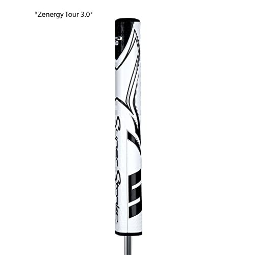 Super Stroke SuperStroke Zenergy Tour 3.0 Golf Putter Grip with No Taper Enhanced SPYNE Technology, New Multi-Zone Texturing and Tech-Port, White/Black - Image 2