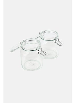 YOTO 2 Piece Glass Canister Set With Clip, 1000 ml  - Image 3
