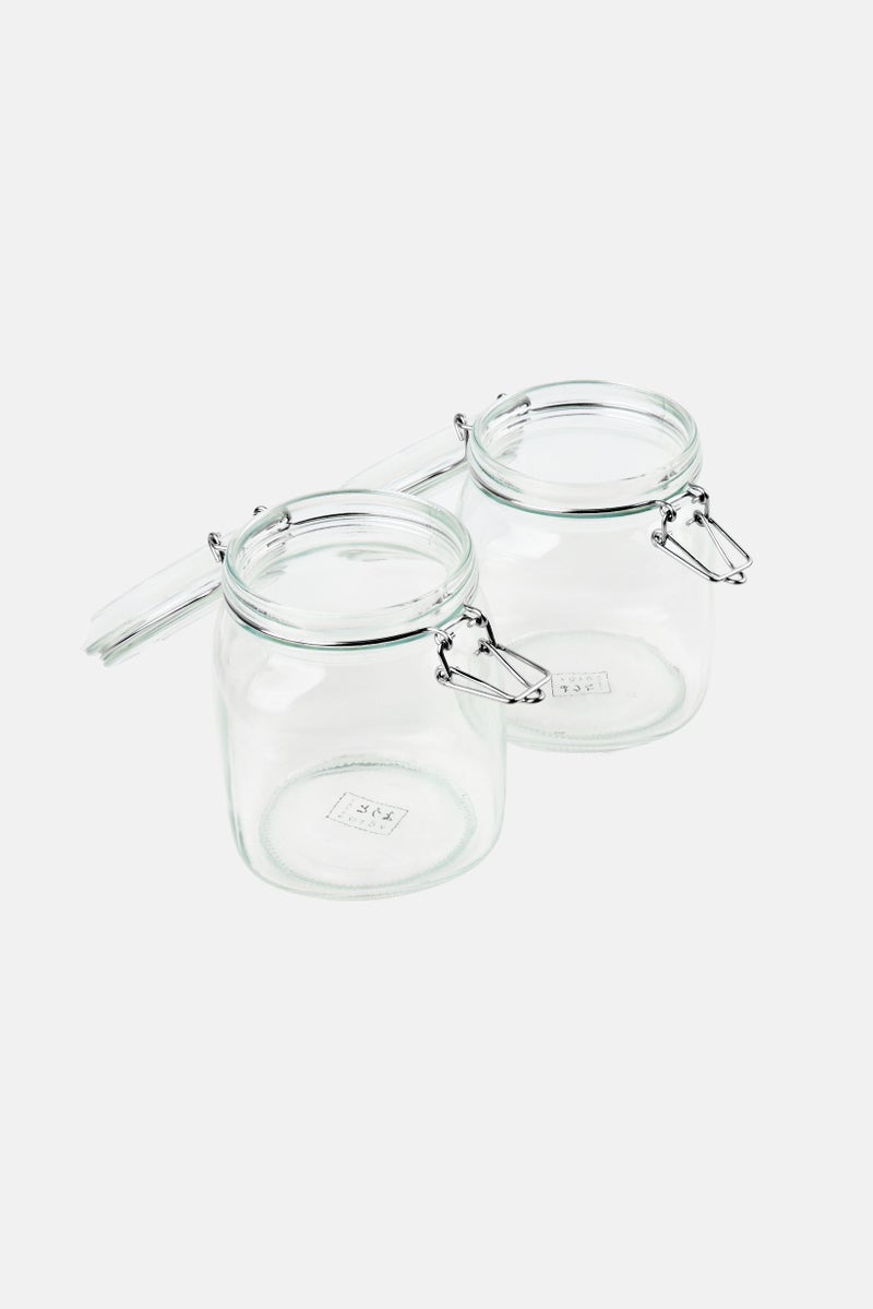 YOTO 2 Piece Glass Canister Set With Clip, 1000 ml  - Image 3