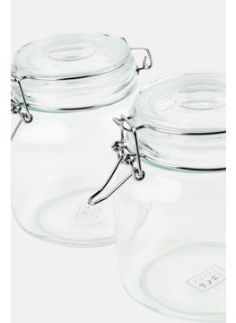 YOTO 2 Piece Glass Canister Set With Clip, 1000 ml  - Image 2