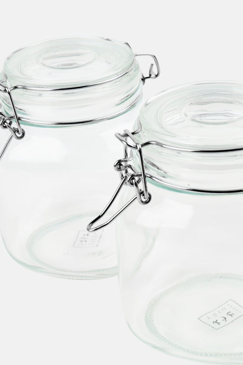 YOTO 2 Piece Glass Canister Set With Clip, 1000 ml  - Image 2
