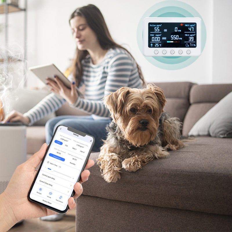 Air Quality Monitor: 8-In-1 White Indoor Air Quality Meter - Real-Time Wifi & App Control Air Monitor for Home Office Commercial Use - Image 5