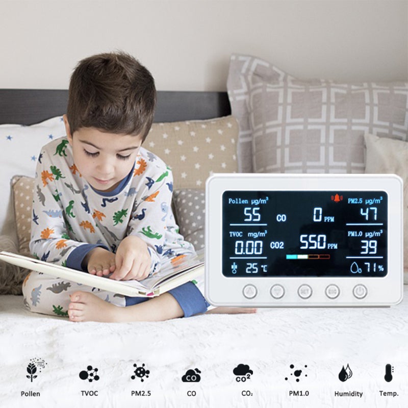 Air Quality Monitor: 8-In-1 White Indoor Air Quality Meter - Real-Time Wifi & App Control Air Monitor for Home Office Commercial Use - Image 3