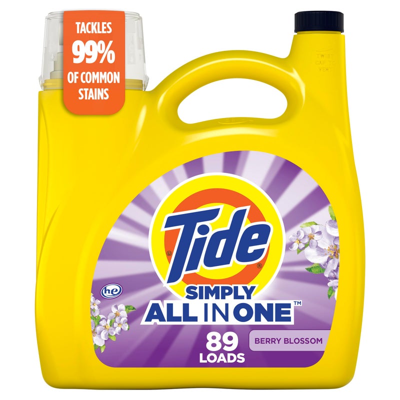 Tide Simply All-In-One Liquid Laundry Detergent, Berry Blossom Scent, 89 Loads, 117 fl oz - Image 1
