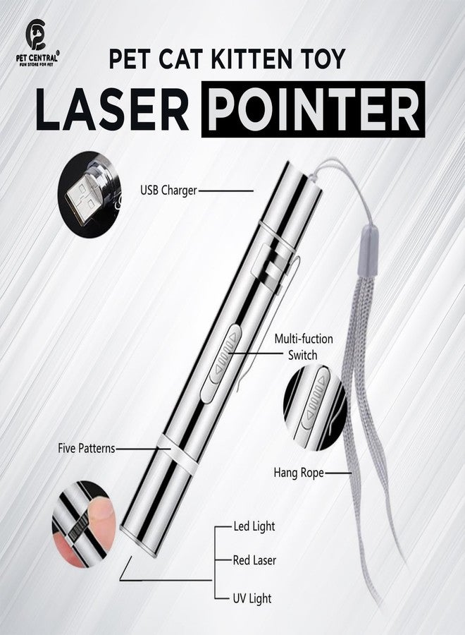 Pet Central Cat Laser Toy for Indoor Cats | 3-in-1 Interactive Laser Pointer | USB Rechargeable | Multi-Pattern Light Modes | Portable Pet Exercise Toy with Health Check Light - Image 4
