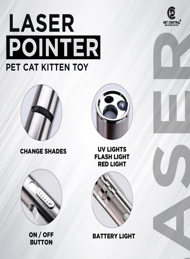 Pet Central Cat Laser Toy for Indoor Cats | 3-in-1 Interactive Laser Pointer | USB Rechargeable | Multi-Pattern Light Modes | Portable Pet Exercise Toy with Health Check Light - Image 2