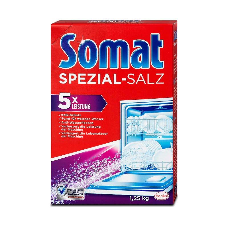 Somat Dishwasher Salt - Coarse-Grained, Lime Protection, Softens Water, Prevents Stains, Extends Dishwasher Life, 1.2 KG (2.6 LB), 2 Pack - Image 2