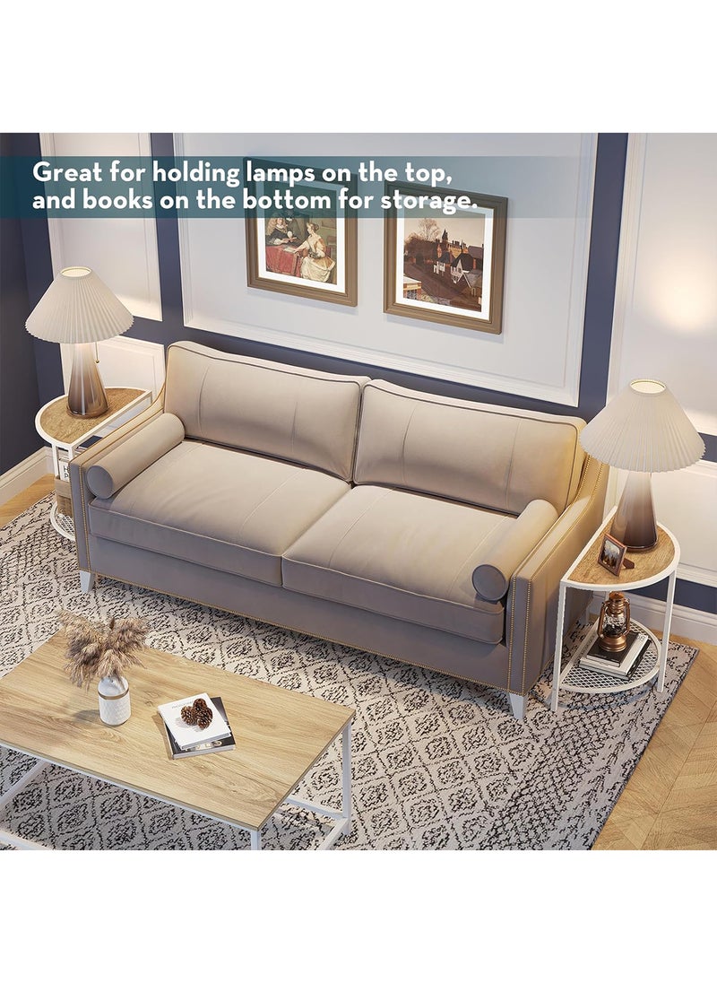 Sharpdo 2-Tier Semi-Circular Side Table,2 Set of Coffee Table,End Table,Suitable for Living Room/Bedroom - Image 4