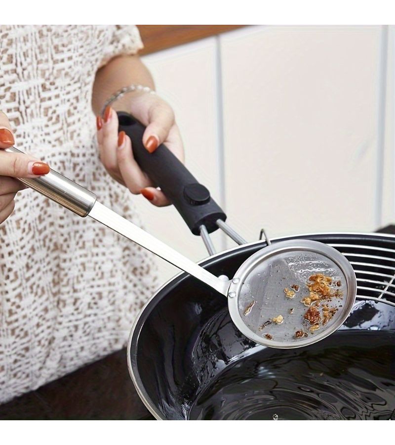 Stainless Steel Cleaning Spoon Fine Mesh Filter for Grease Long Handle 1pc - Image 5