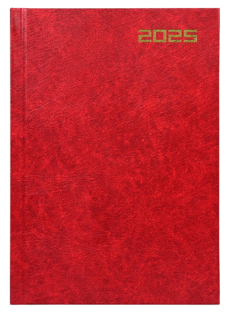Fis 2025 A5 Diary,Vinyl, English  Hard Cover Red -FSDI21E25RE - Image 1