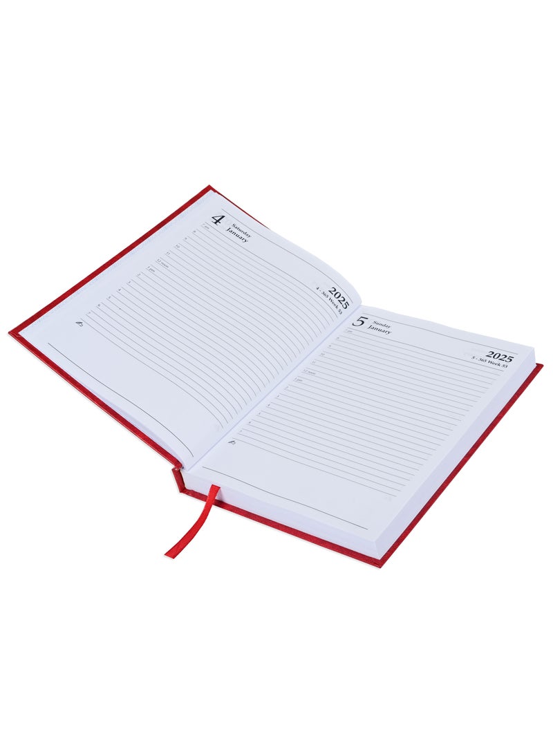 Fis 2025 A5 Diary,Vinyl, English  Hard Cover Red -FSDI21E25RE - Image 2