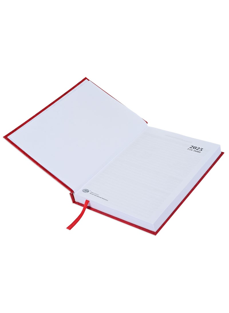 Fis 2025 A5 Diary,Vinyl, English  Hard Cover Red -FSDI21E25RE - Image 3