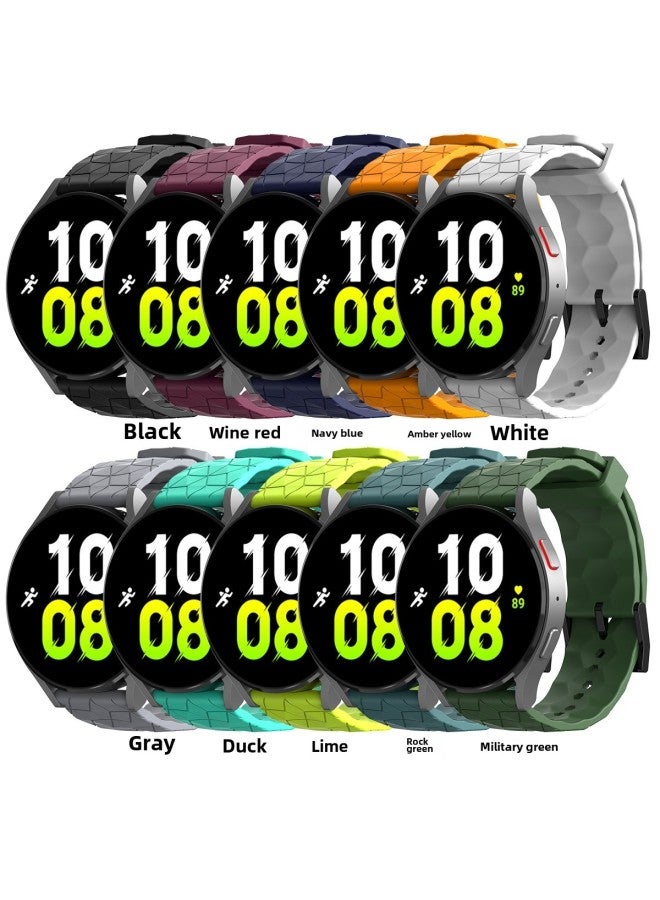 Suitable For Samsung Watch6 5 4 Huawei Watch GT Football Pattern 20/22mm Monochrome Universal Silicone Strap-Color:Amber Yellow-Specifications:20mm