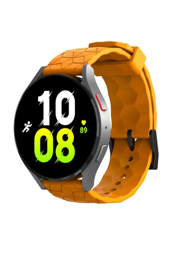 Suitable For Samsung Watch6 5 4 Huawei Watch GT Football Pattern 20/22mm Monochrome Universal Silicone Strap-Color:Amber Yellow-Specifications:20mm