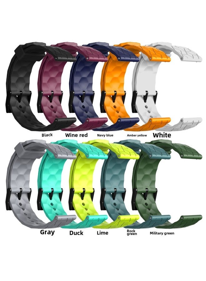 Suitable For Samsung Watch6 5 4 Huawei Watch GT Football Pattern 20/22mm Monochrome Universal Silicone Strap-Color:Amber Yellow-Specifications:20mm