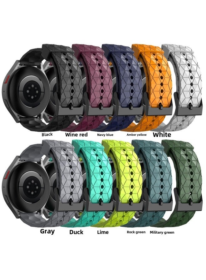 Suitable For Samsung Watch6 5 4 Huawei Watch GT Football Pattern 20/22mm Monochrome Universal Silicone Strap-Color:Amber Yellow-Specifications:20mm