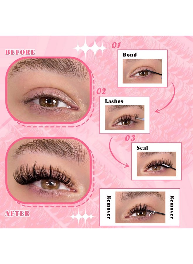 FANXITON Diy Lash Extension Kit Volume Lash Clusters 40D+50D D Curl 280Pcs Individual Lashes Thick Eyelash Extension Kit Thin Band Cluster Lashes Lash Remover Lash Bond And Seal And Lash Tweezers  - Image 5